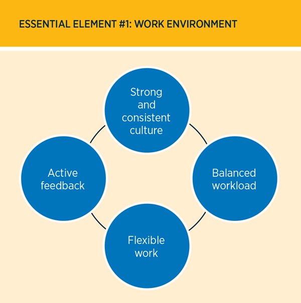 The first essential element is the work environment and its components, described below.