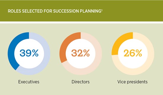 Succession planning is most common for executives, directors and VPs.