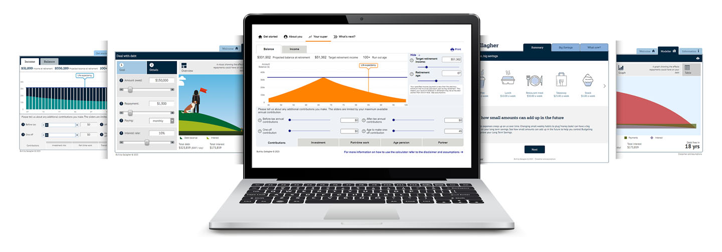 Financial engagement tools and modellers for informed decision making.